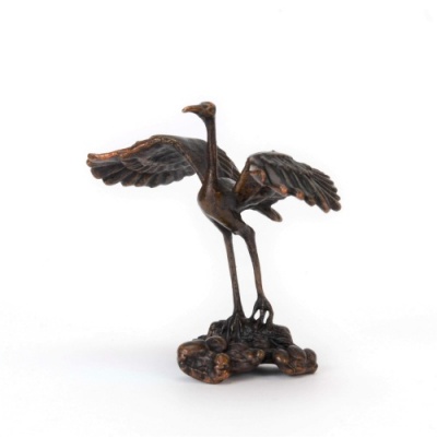 Miniature Bronze Crane Sculpture